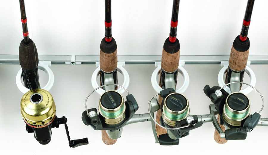 Fast Retrieve Fishing Pole Storage | Fits 6 Rods Black Track / Black Holders | StoreYourBoard