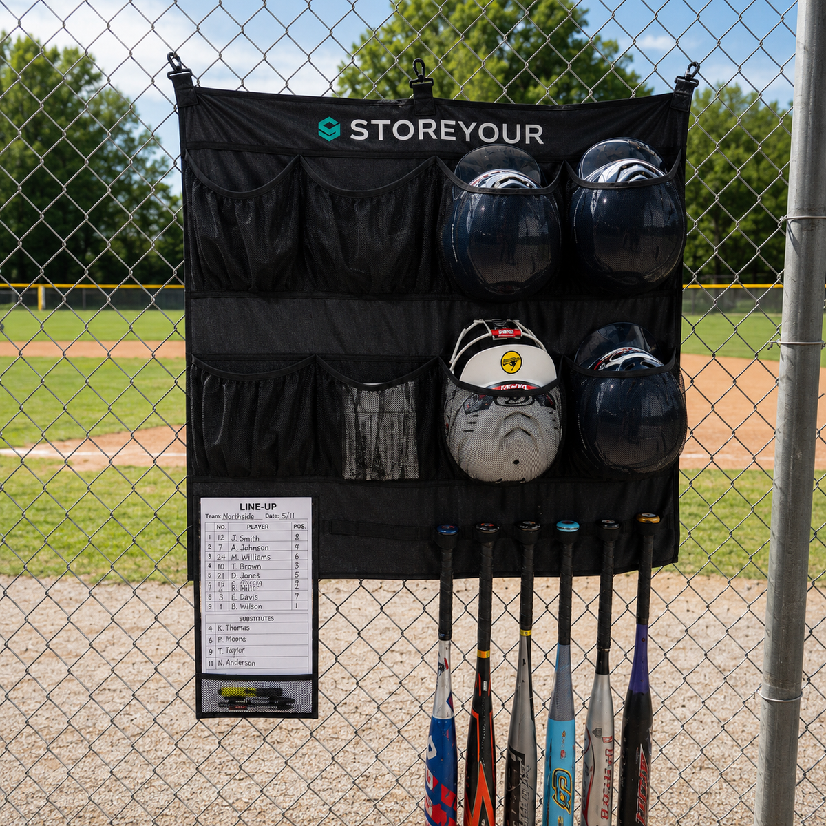 Baseball and Softball Dugout Storage System | Holds 14 Bats and 8 Helm ...