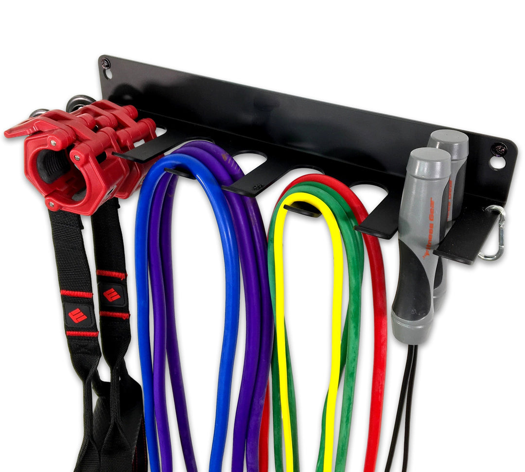 fitness gym storage rack bands jump ropes
