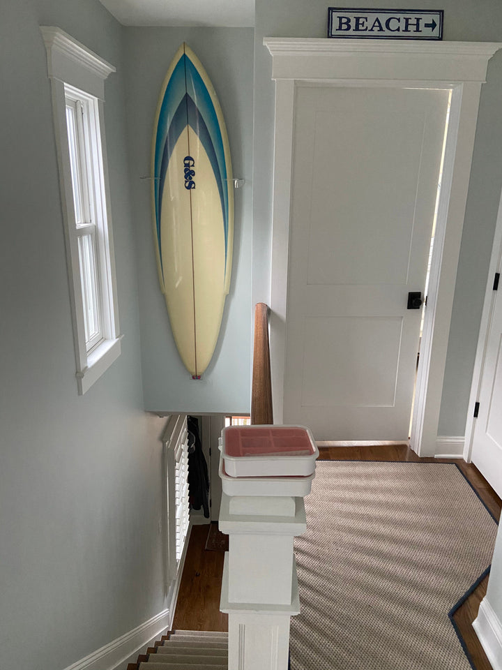 beach house surfboard display mount