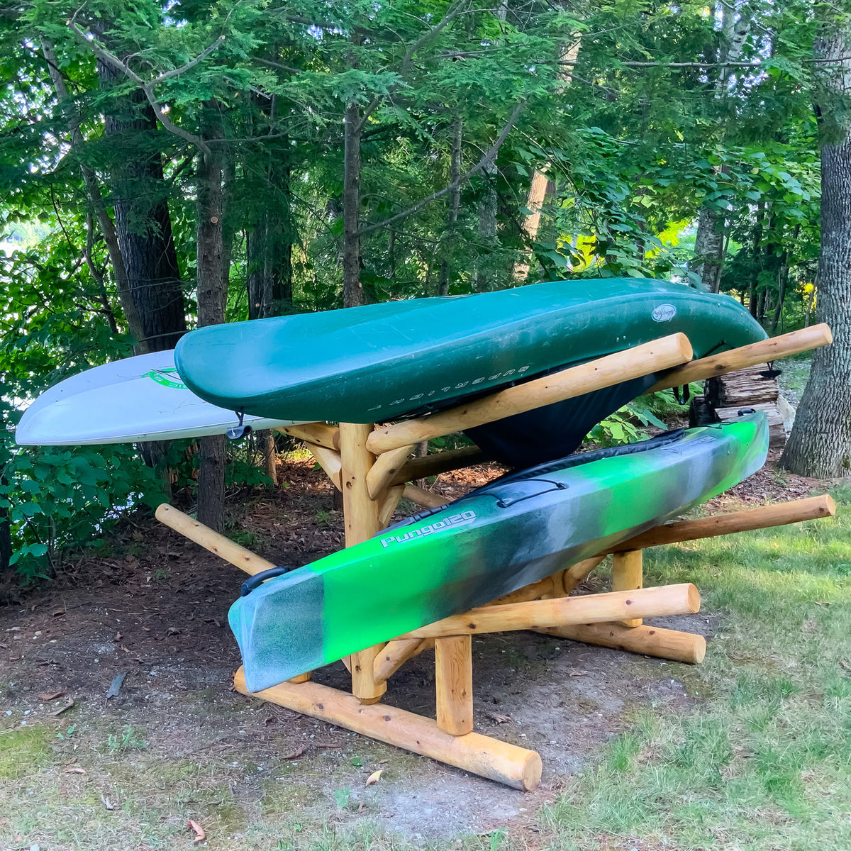 4 SUP and Kayak Storage Rack | Freestanding Log Rack | Natural Finish ...