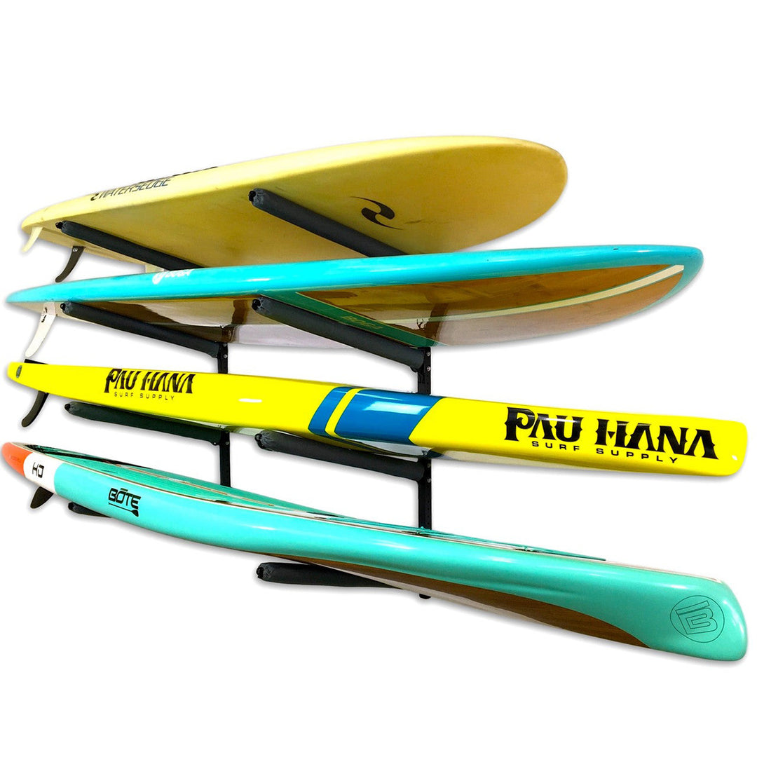 Outdoor Paddle Board & Surfboard Storage Rack | 4 Level Adjustable Wall Mount