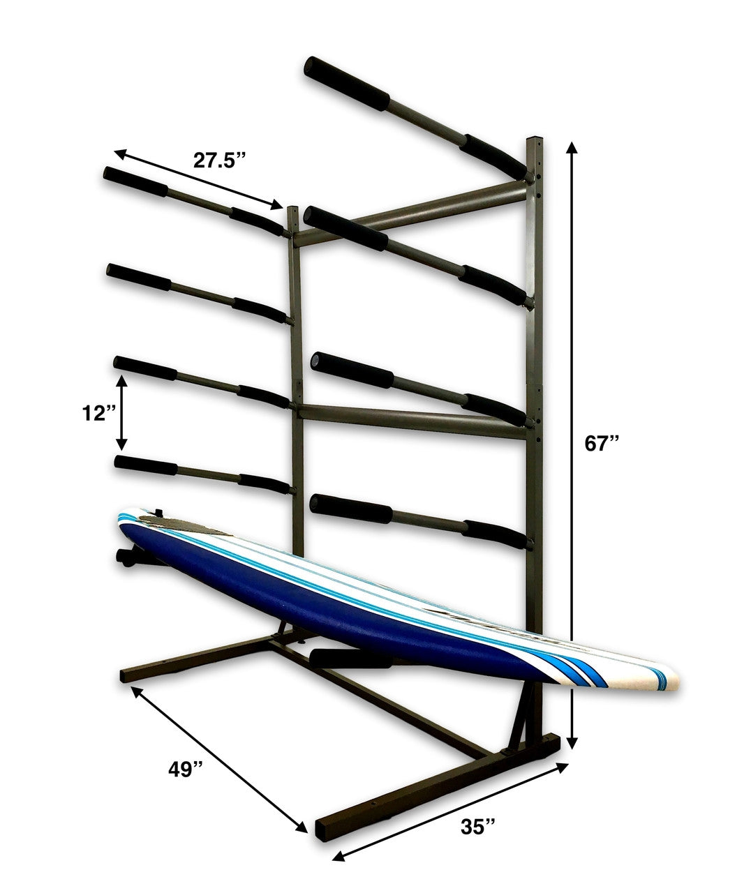 Indoor-Outdoor Freestanding Surf Rack | Holds 5 Surfboards