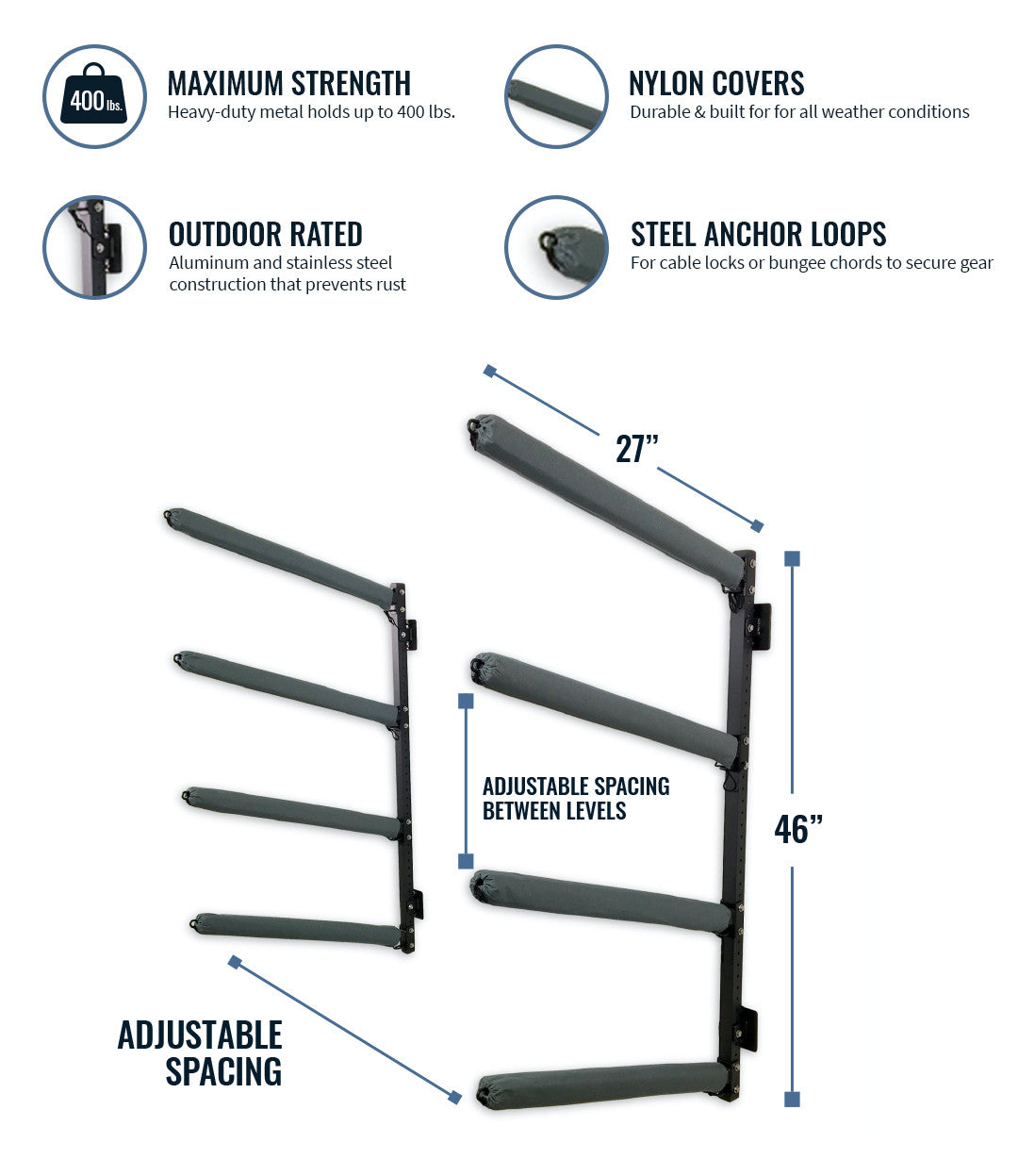 weatherproof outdoor kayak storage