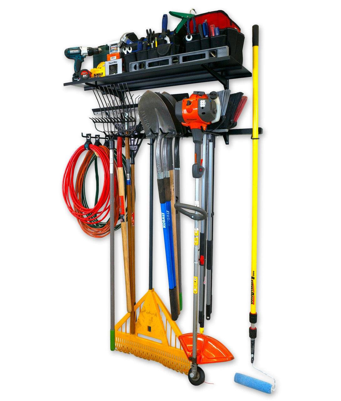 organized garage tool storage rack