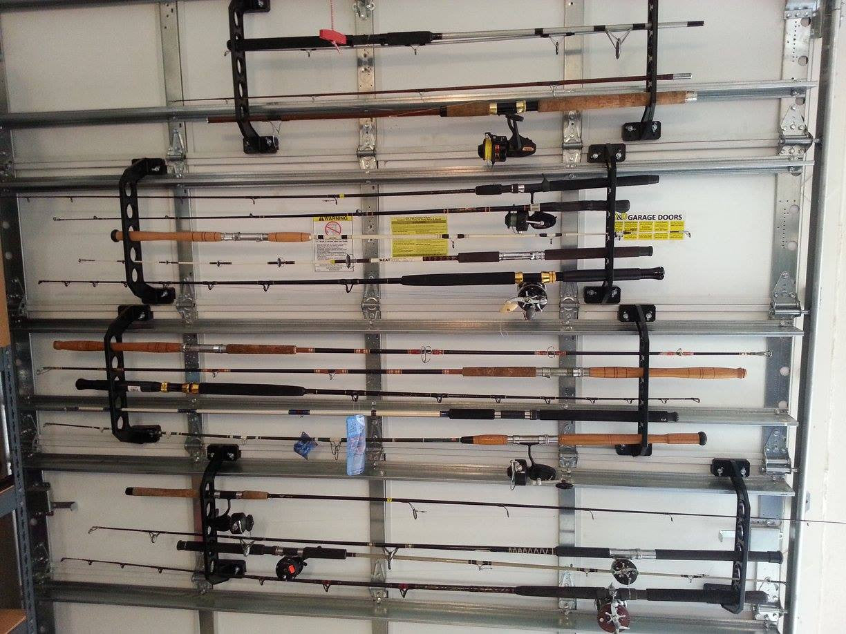 stores fishing rods right on your garage door