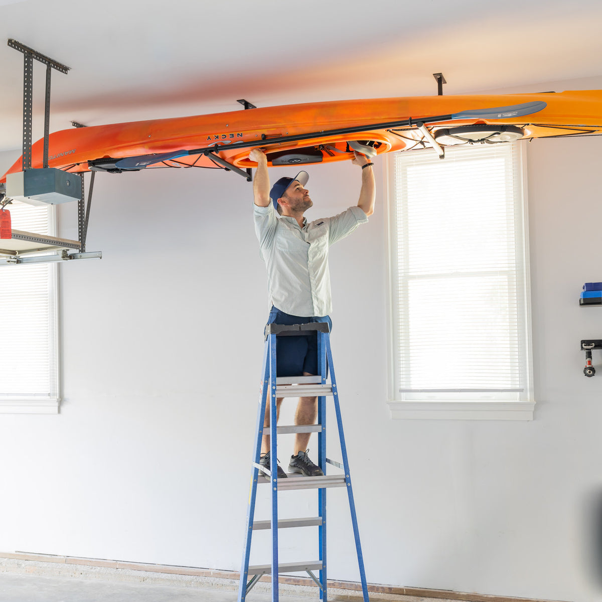 Over Island Storage Rack Adjustable Overhead Ceiling Kayak Storage Rack with Protective Padding ...