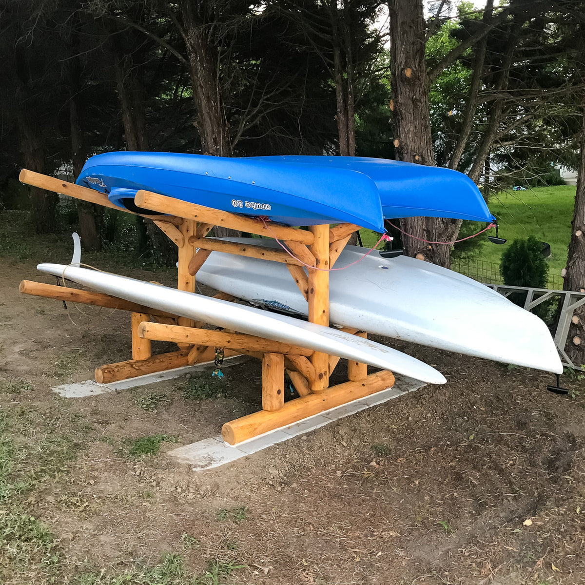 4 SUP and Kayak Storage Rack | Freestanding Log Rack | Natural Finish ...
