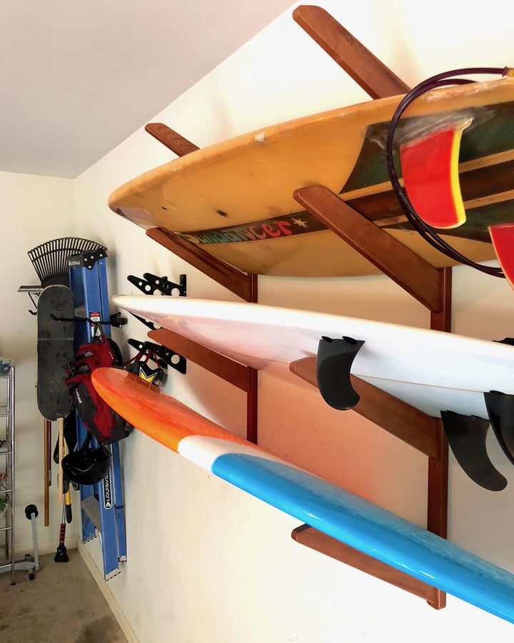 wood garage surfboard storage rack