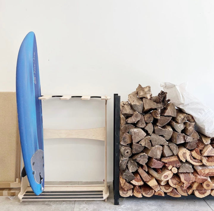 Freestanding Surfboard Rack | Birch Wood | Holds 4 Boards