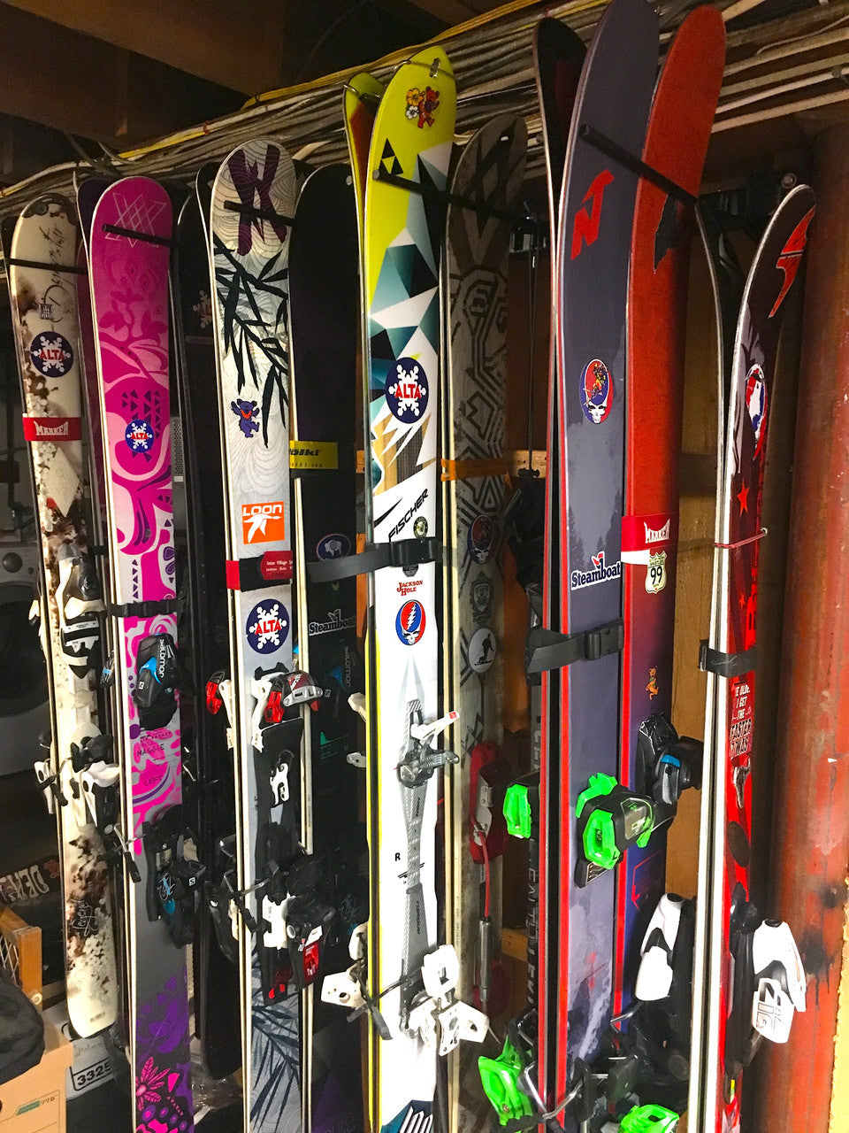 organized ski garage storage