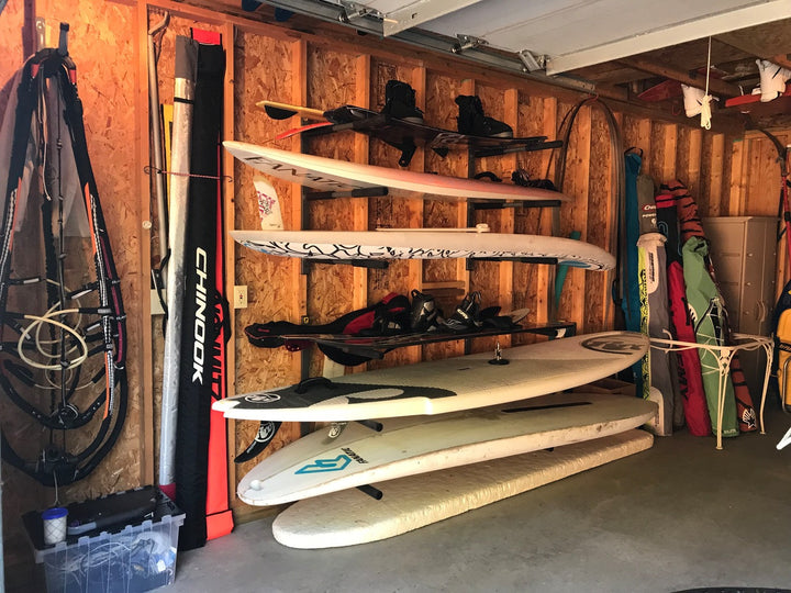 how to store standup paddleboards on wall