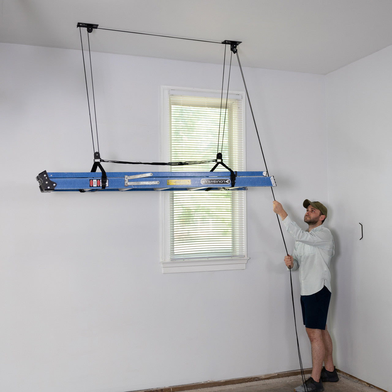 Garage overhead discount storage pulley systems