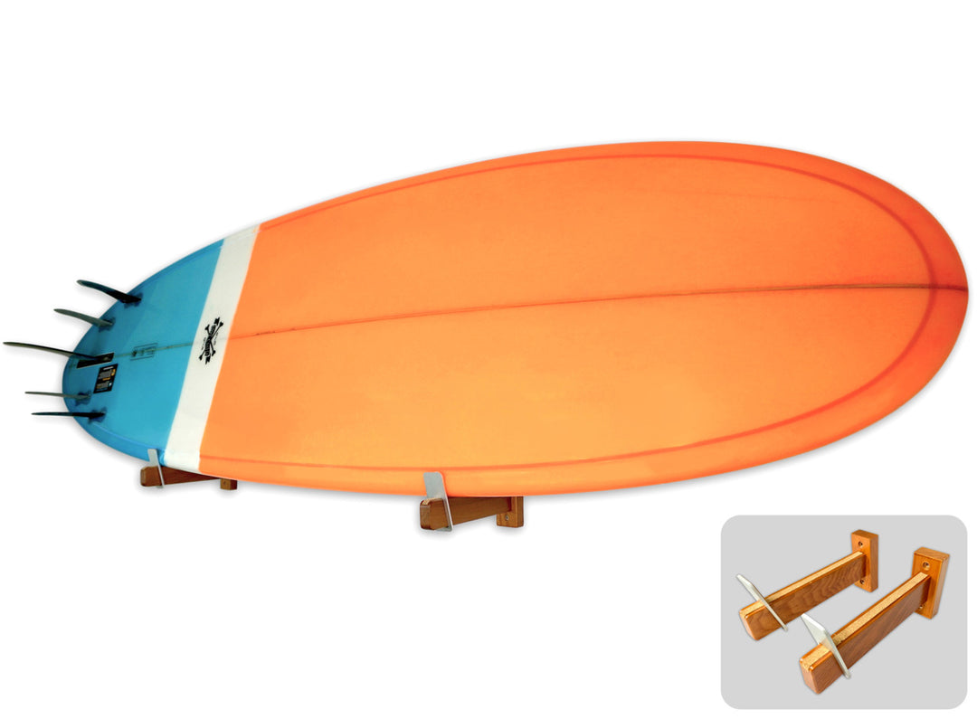 floating wooden surfboard wall mount display