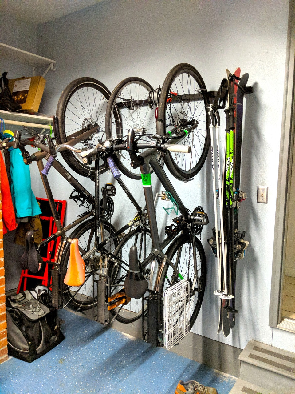 garage bike rack with skis
