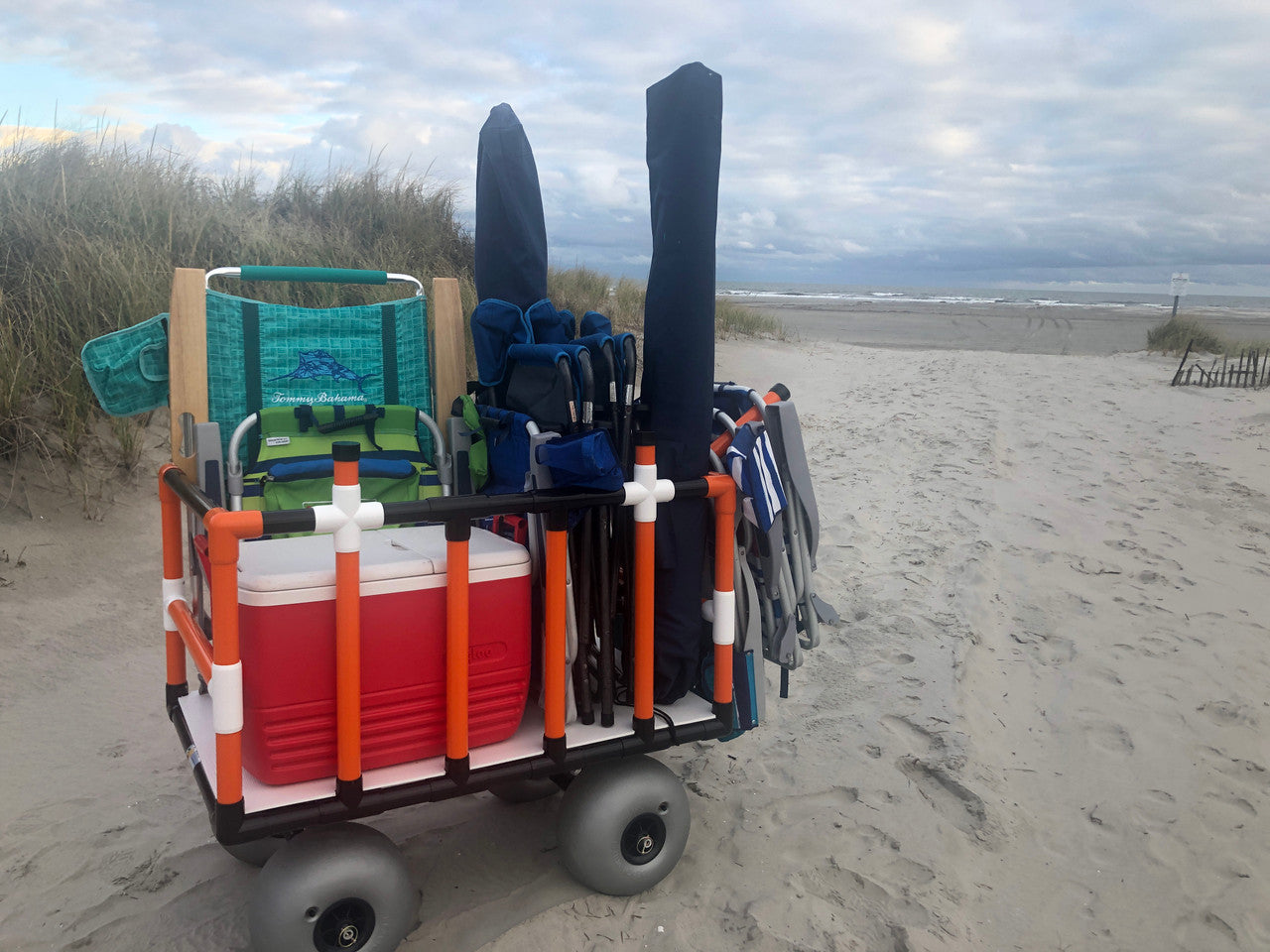 DIY beach cart with sand tires