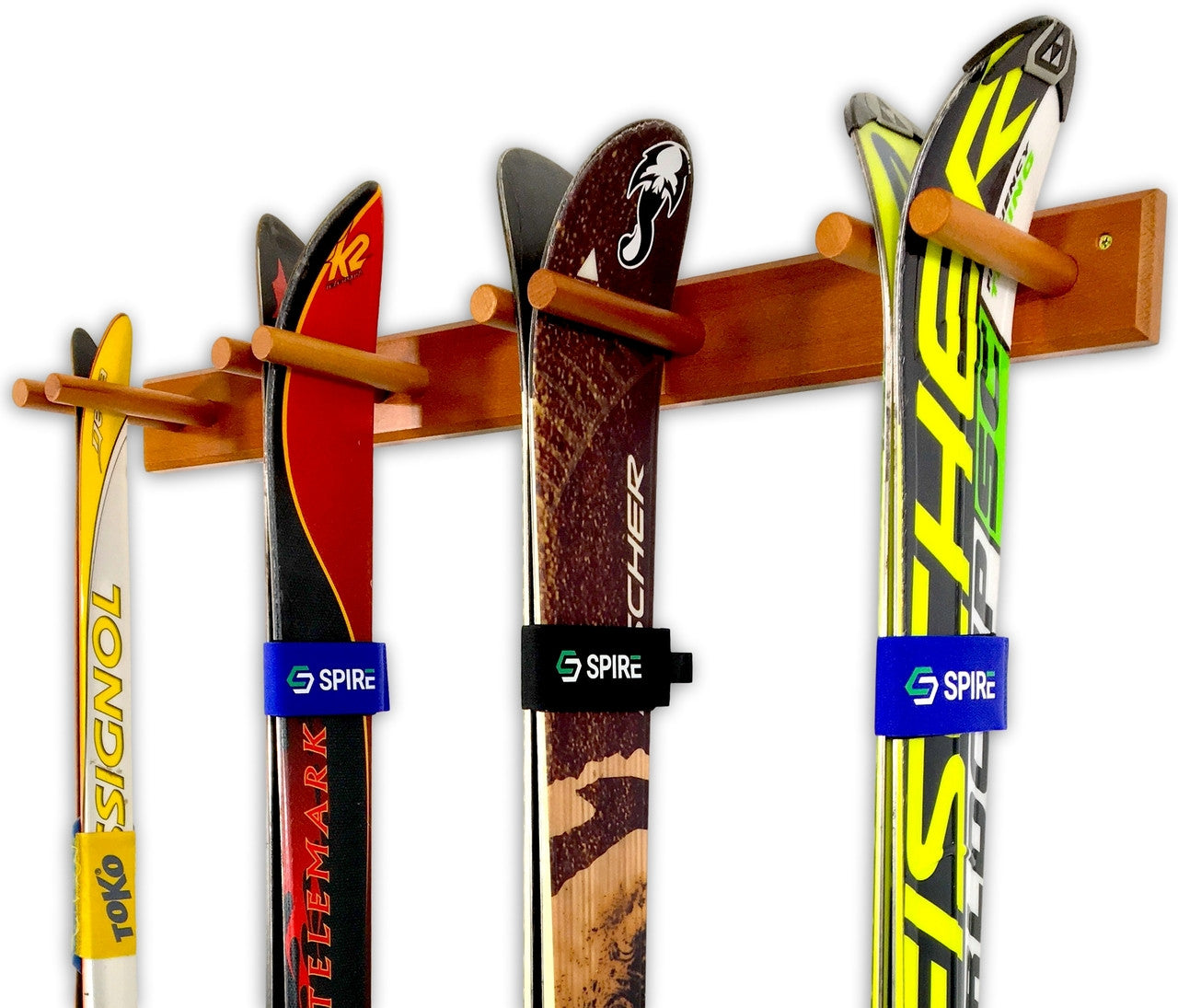 wooden ski wall storage