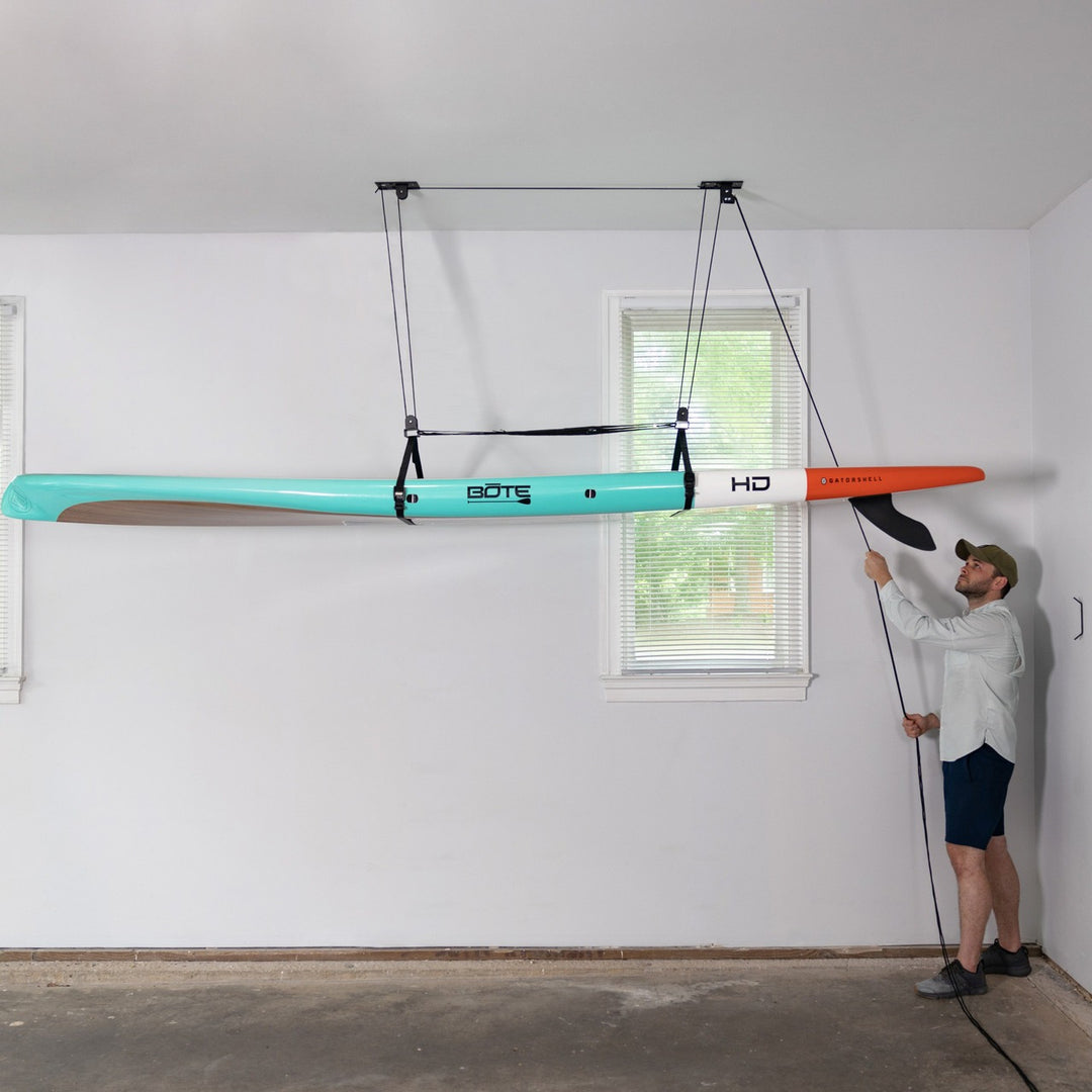 how to hang paddleboard from ceiling
