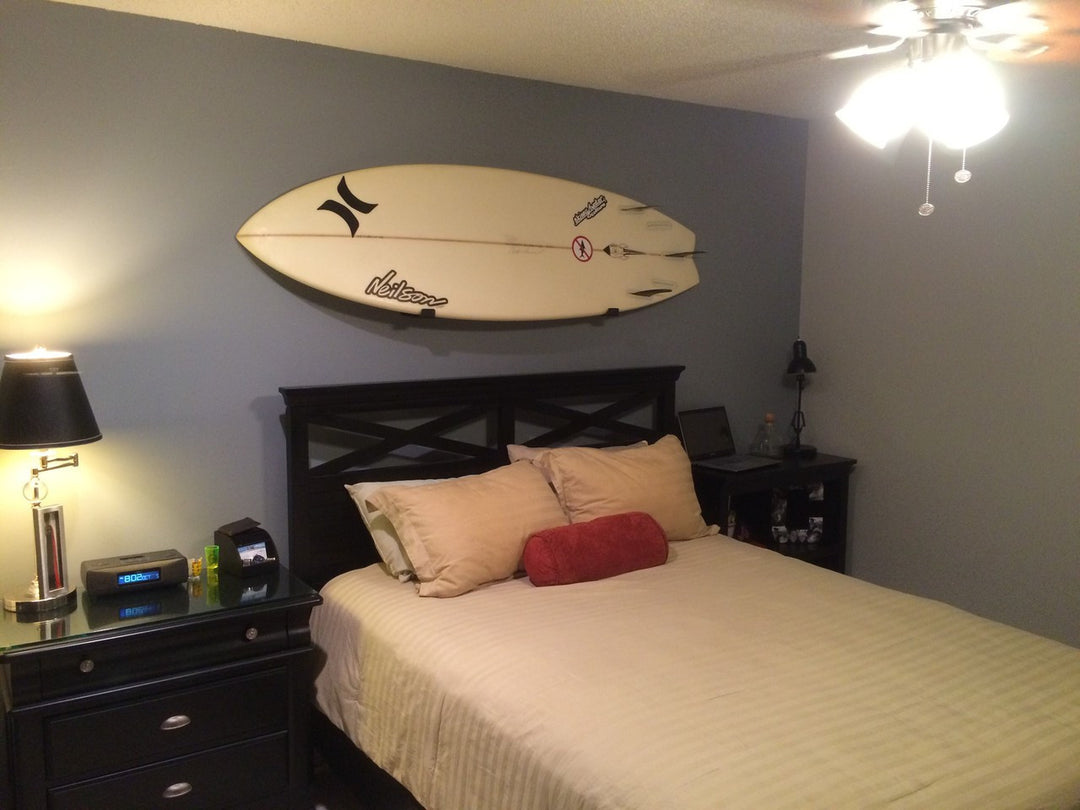 surfboard holder on wall