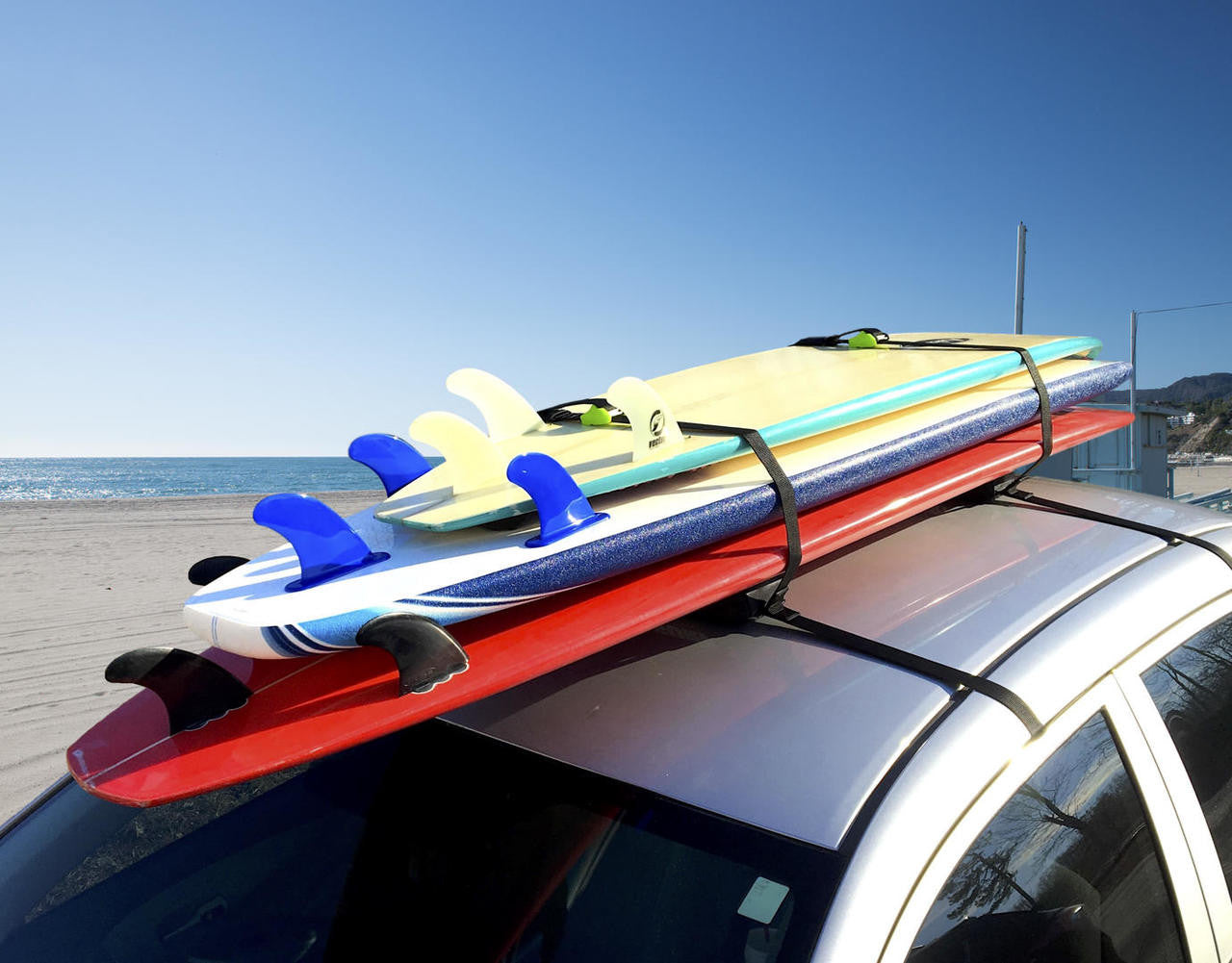 Stacking surfboards on discount roof