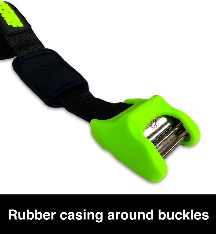 rubber coated buckles on tie down straps
