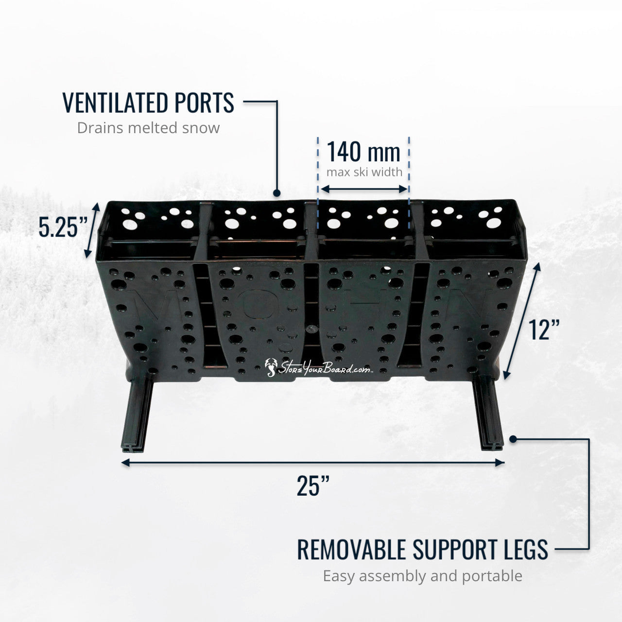 freestanding powder ski storage rack