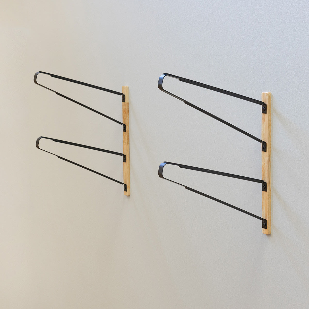 minimalist wood and steel indoor storage rack