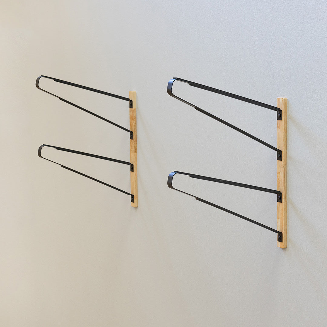 minimalist wood and metal avon board display rack