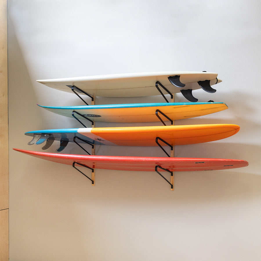 indoor surfboard storage and display rack