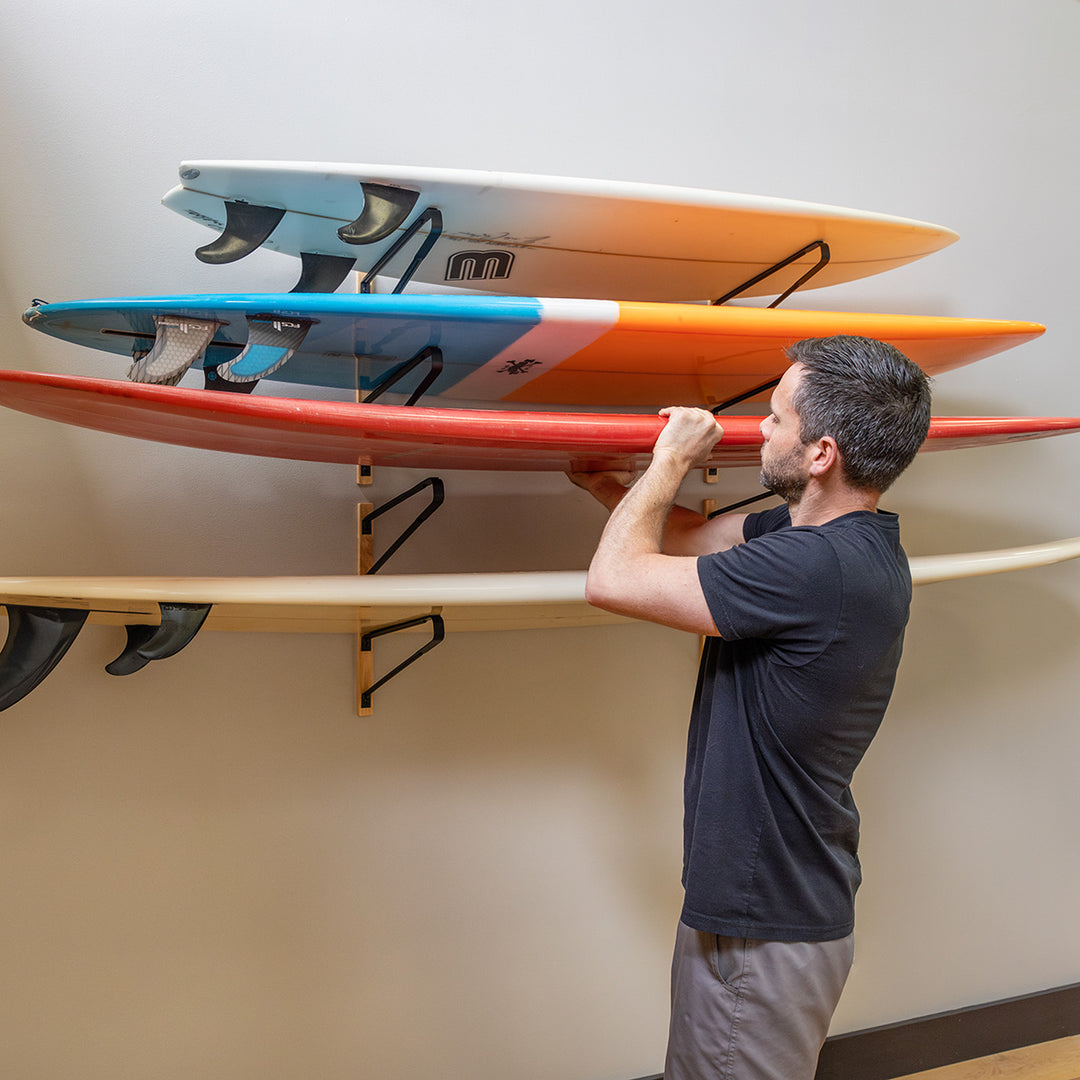 indoor surfboard storage and display rack