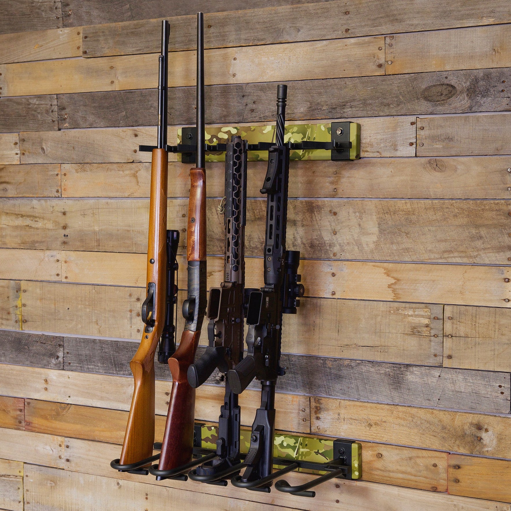 Gun Racks For Shotgun Natural Wood Wall Rack Cabinet Four Rifle Gun ...