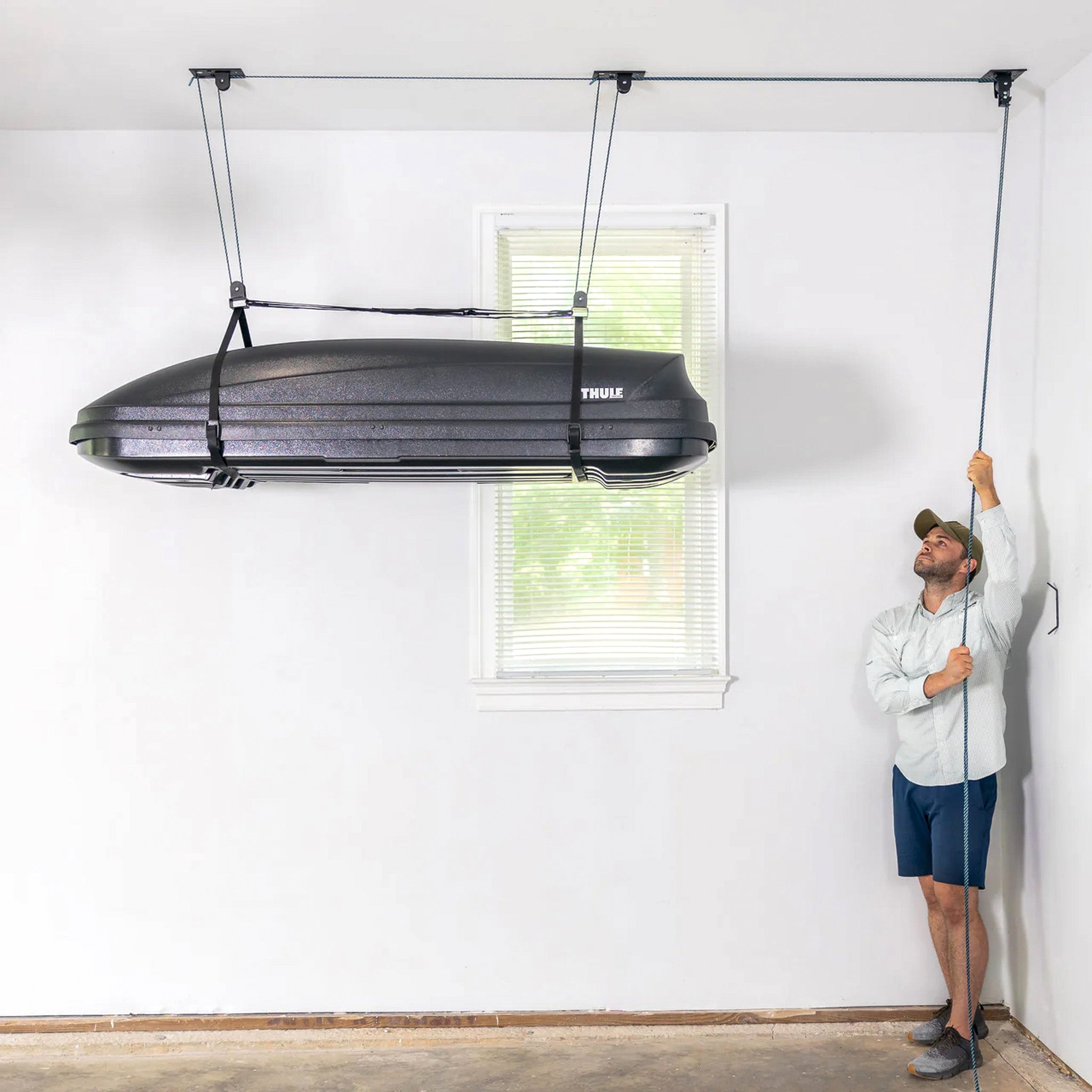 cargo box ceiling storage pulley