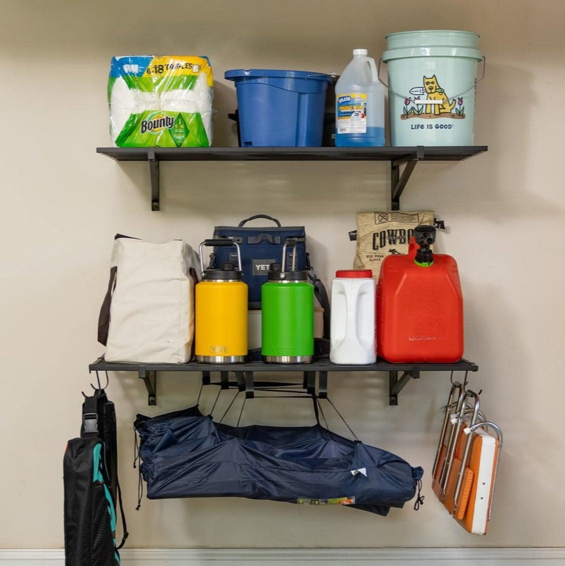 Garage-wall-shelves-makeover