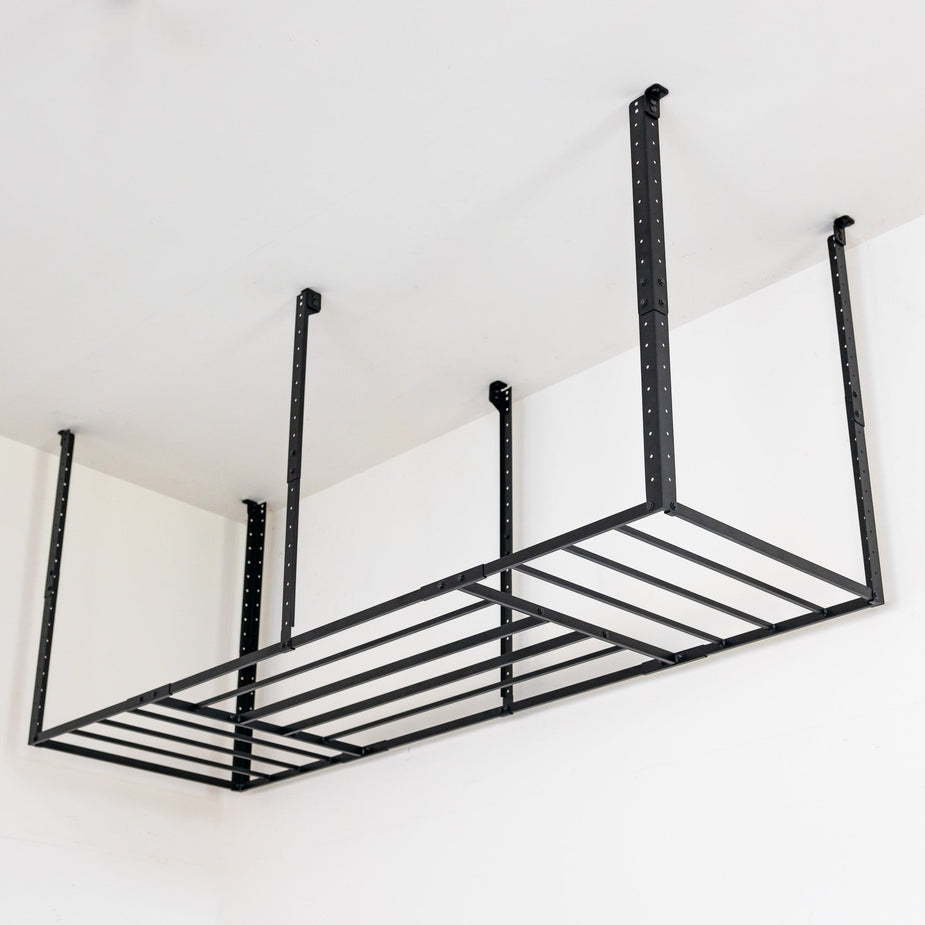 Overhead Ceiling Shelf, 6 Heavy-Duty Hooks for Bike, Garage Storage ...