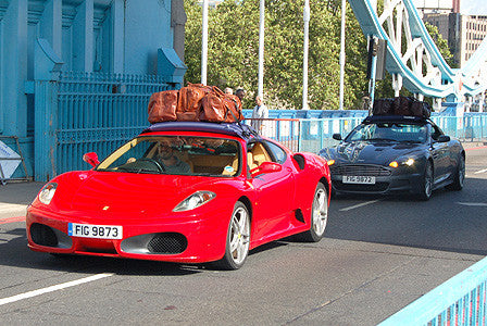 Ferrari carrying luggage on top