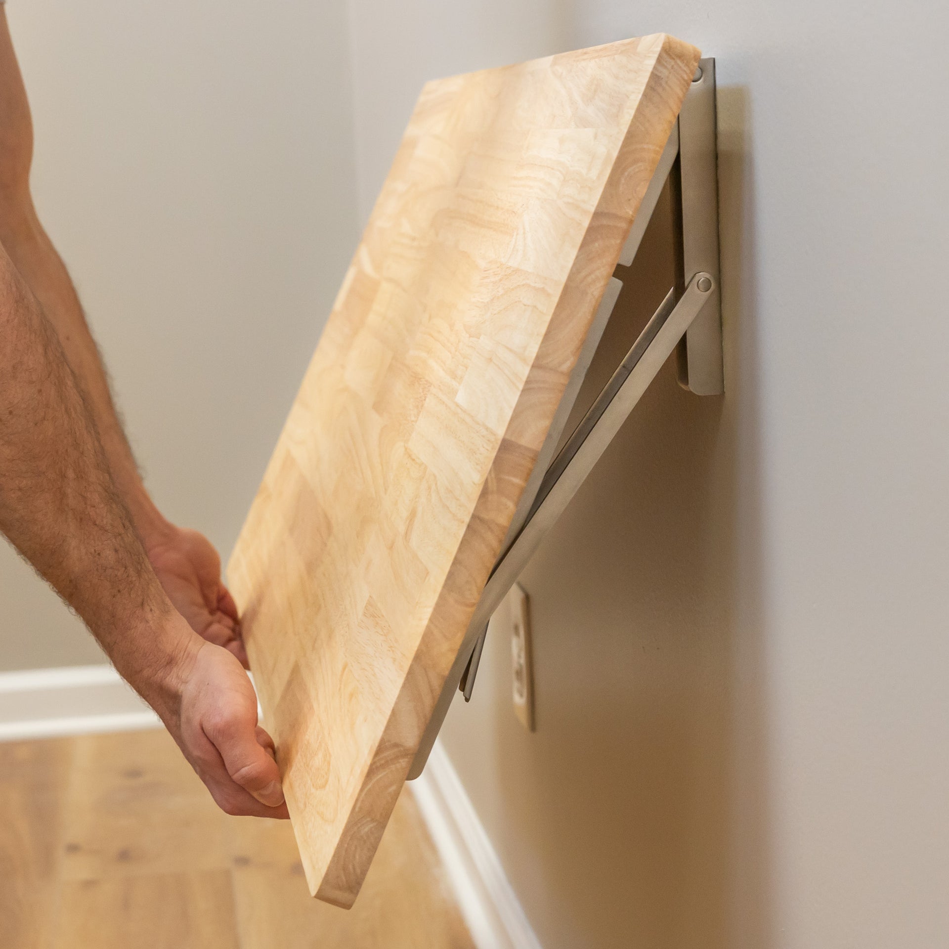 Space-Saving Foldaway Workbench, Wall-Mounted Butcher Block Table ...