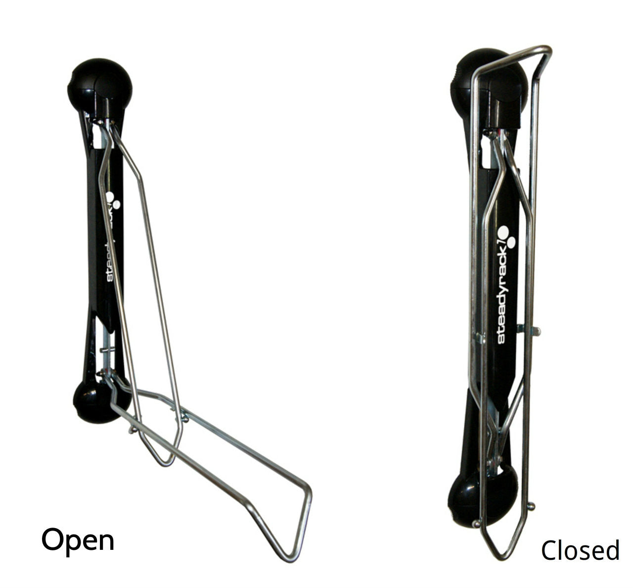 folding open and closed metal bike wall rack