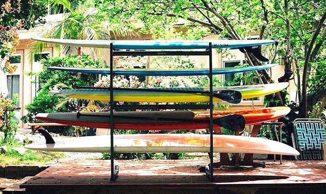 SUP standing rack paddleboards