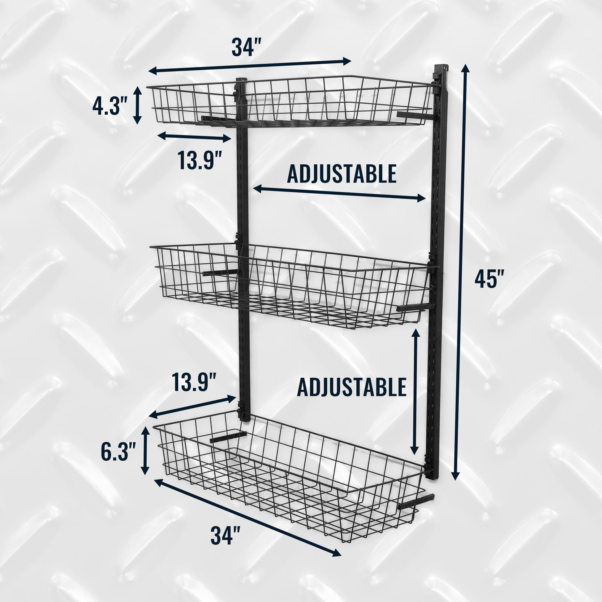 teal triangle g-basket dimensions