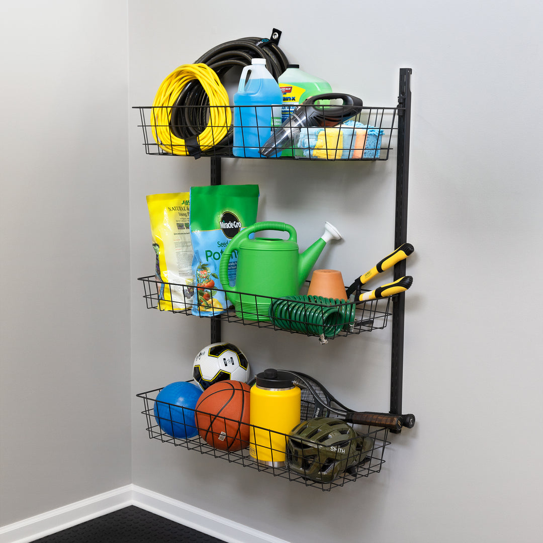 wall mount wire basket organizer