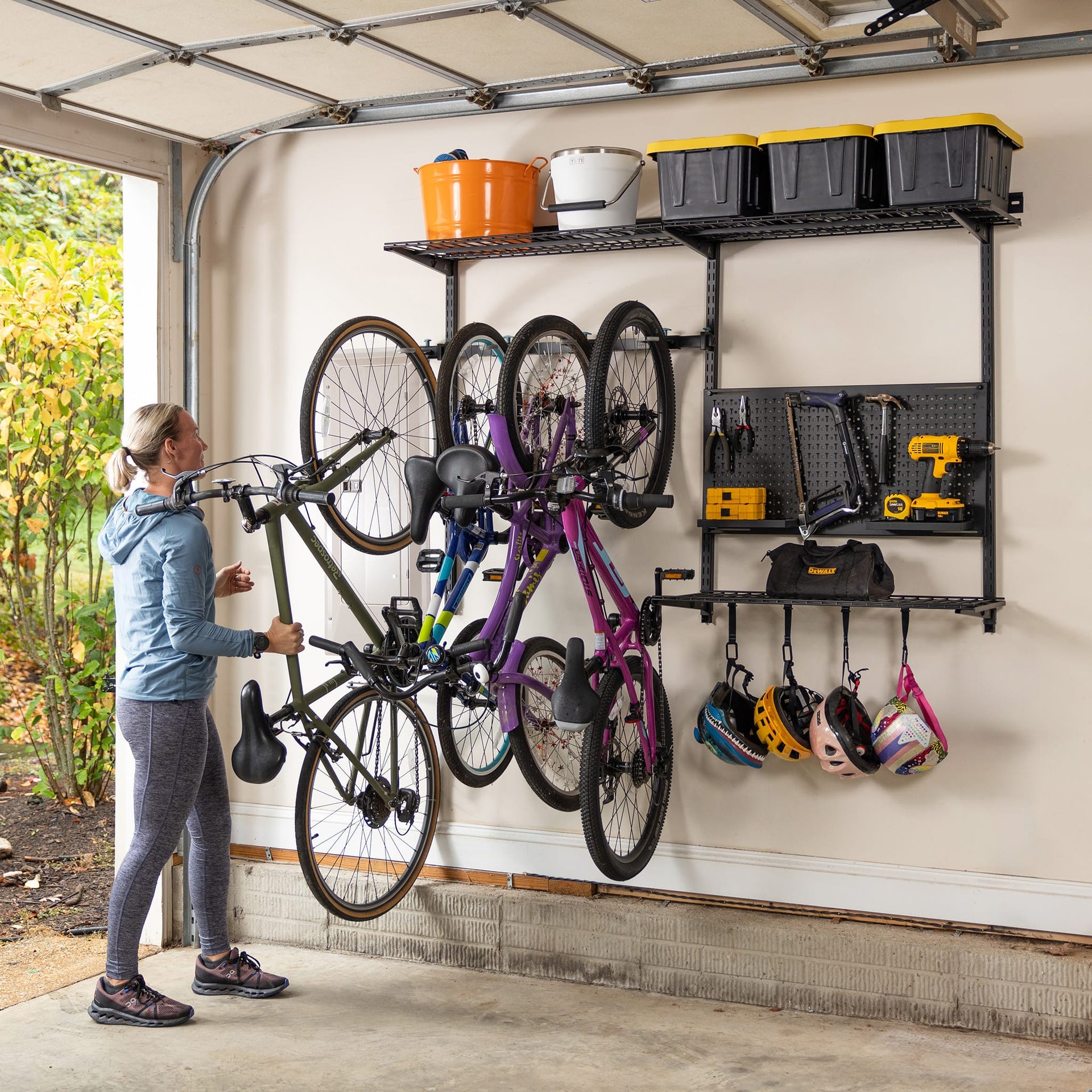 Wall Mounted Bike Tool Garage Storage System for E-Bikes, Road