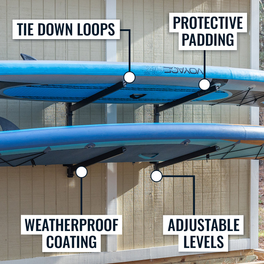Outdoor SUP Storage Rack | Wall Mount | Holds up to 2 Paddleboards ...