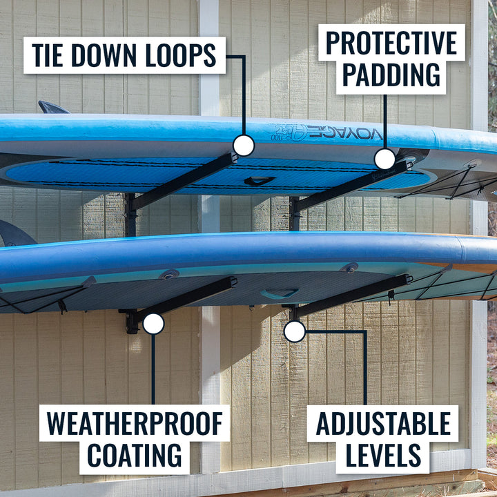 Outdoor SUP Storage Rack | 2 Level Adjustable Wall Mount