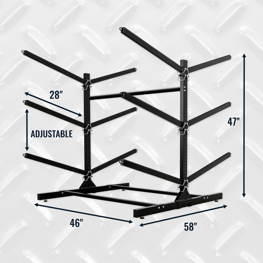 Outdoor Kayak Rack, 6 Kayak, SUP, or Canoe Free Standing Storage ...