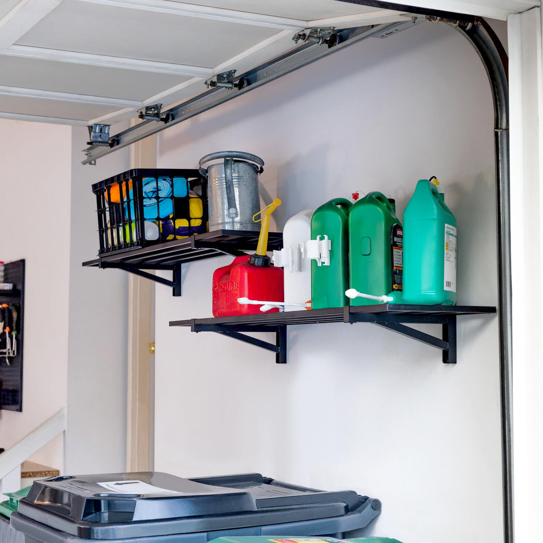 compact garage wall shelves