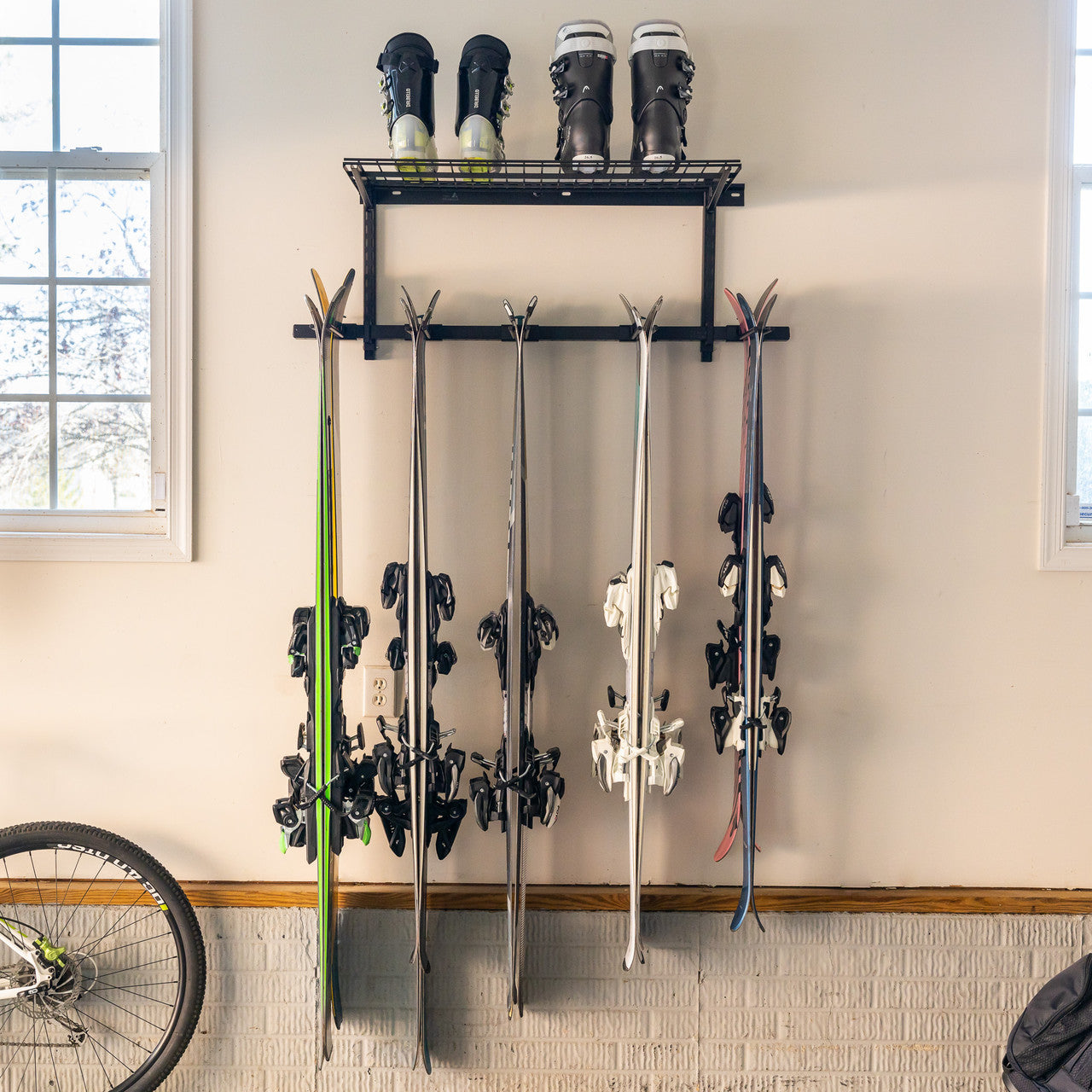 Teal Triangle G-Ski + Shelf | Wall Mounted Ski Storage