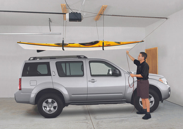 storing a kayak overhead in garage
