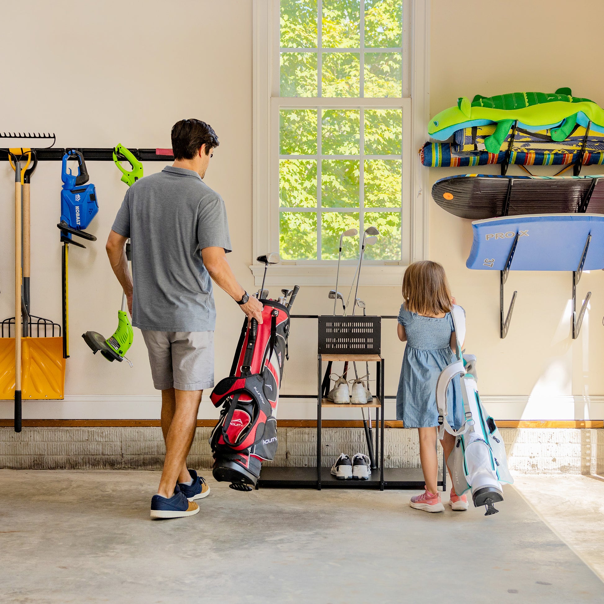 garage golf bag organizer