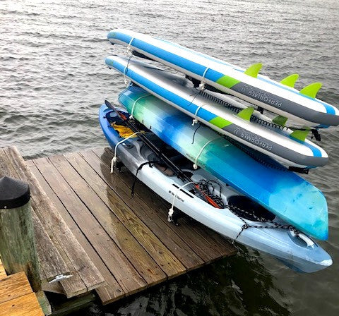 StoreYourBoard Kayak Dock Storage Rack, Outdoor Over The Water Mount, Holds 400 lbs, Heavy-Duty Metal Stand