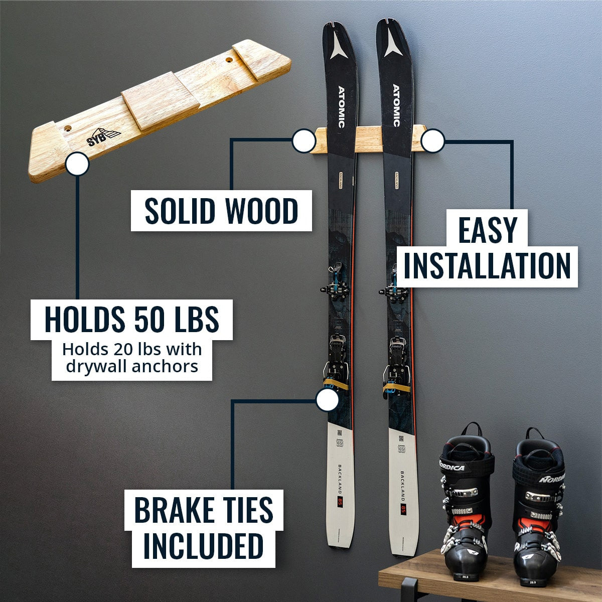 wooden ski storage rack